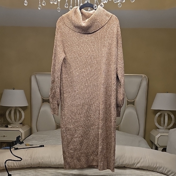 Caslon Women's Cowl Neck Sweater Dress in Tan - Picture 4 of 13